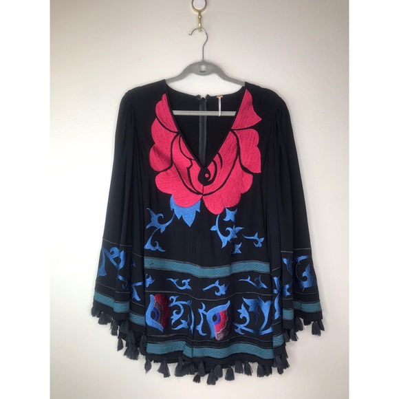 Free People Island Embroidered Romper with Tassels - Picture 2 of 10